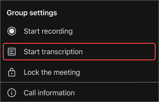 live transcription in Microsoft Teams meetings