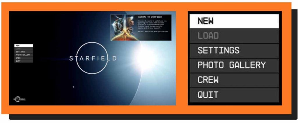 Starfield's menu and how it may not be wide enough if translated to lengthier language scripts