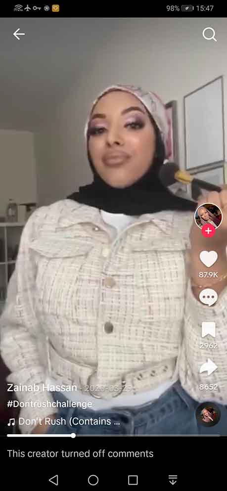 TikTok Dont Rush Challenge - Zainab has now applied her make up and is showcasing the amazing results