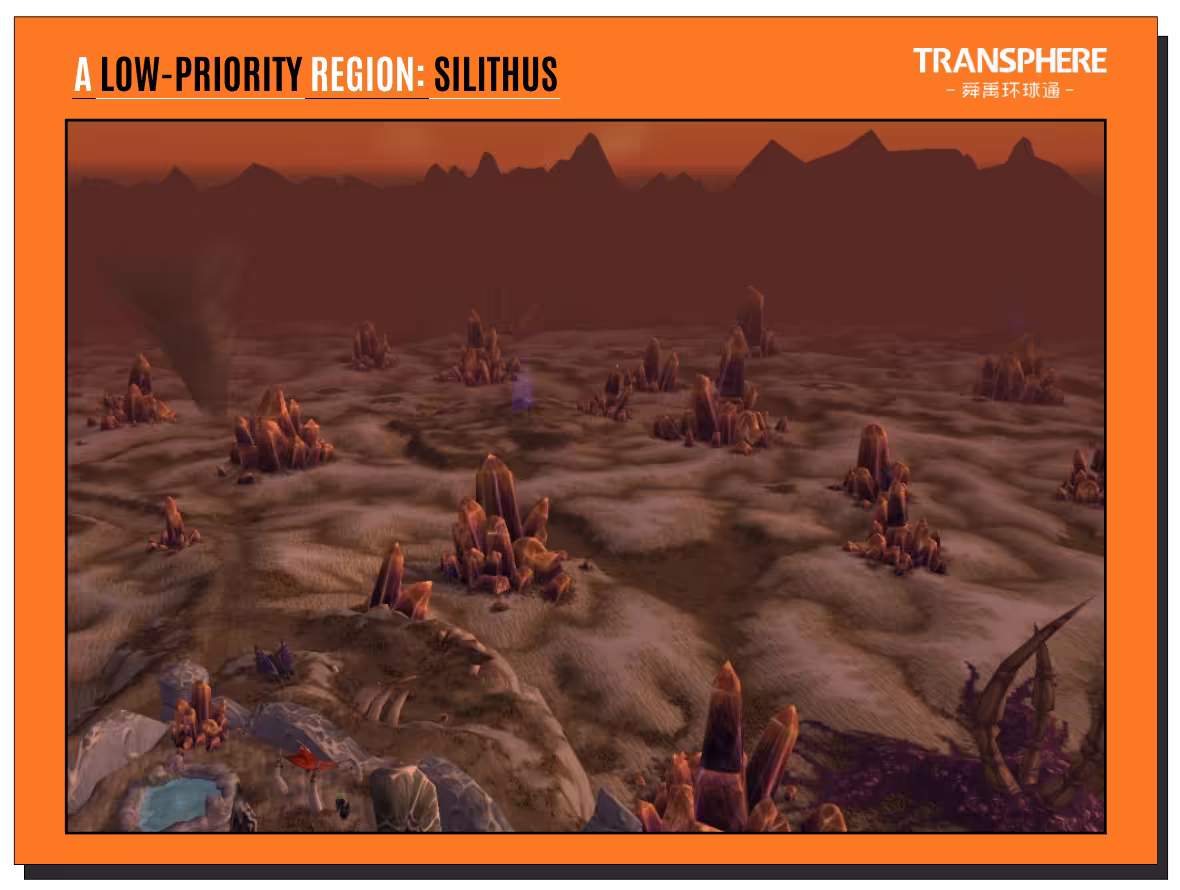 The Silithus region in the continent of Kalimdor in the World of Warcraft game is one of the least visited regions of the massive MMORPG. Regions such as these and their questlines, may be of lower priority than Durotar quest during a game localization quality assurance process.